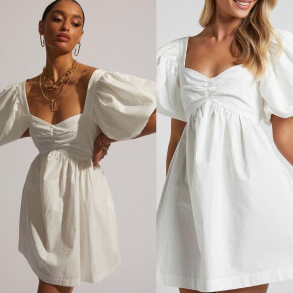Showpo White Puff Sleeve Mini Dress - Picture 1 of 1